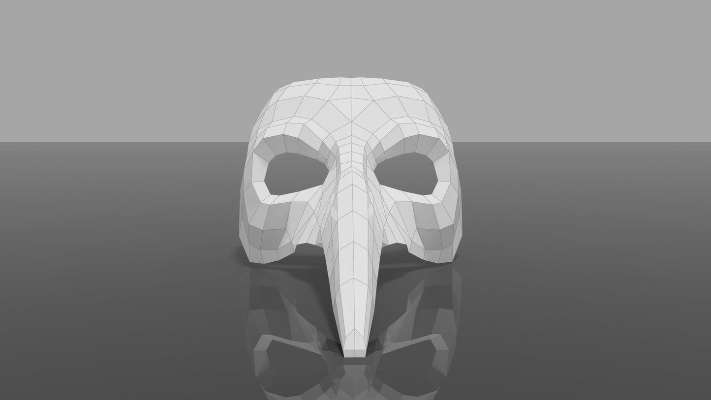 Venetian Pantalone Mask DIY Low Poly Paper Model Template, Paper Craft