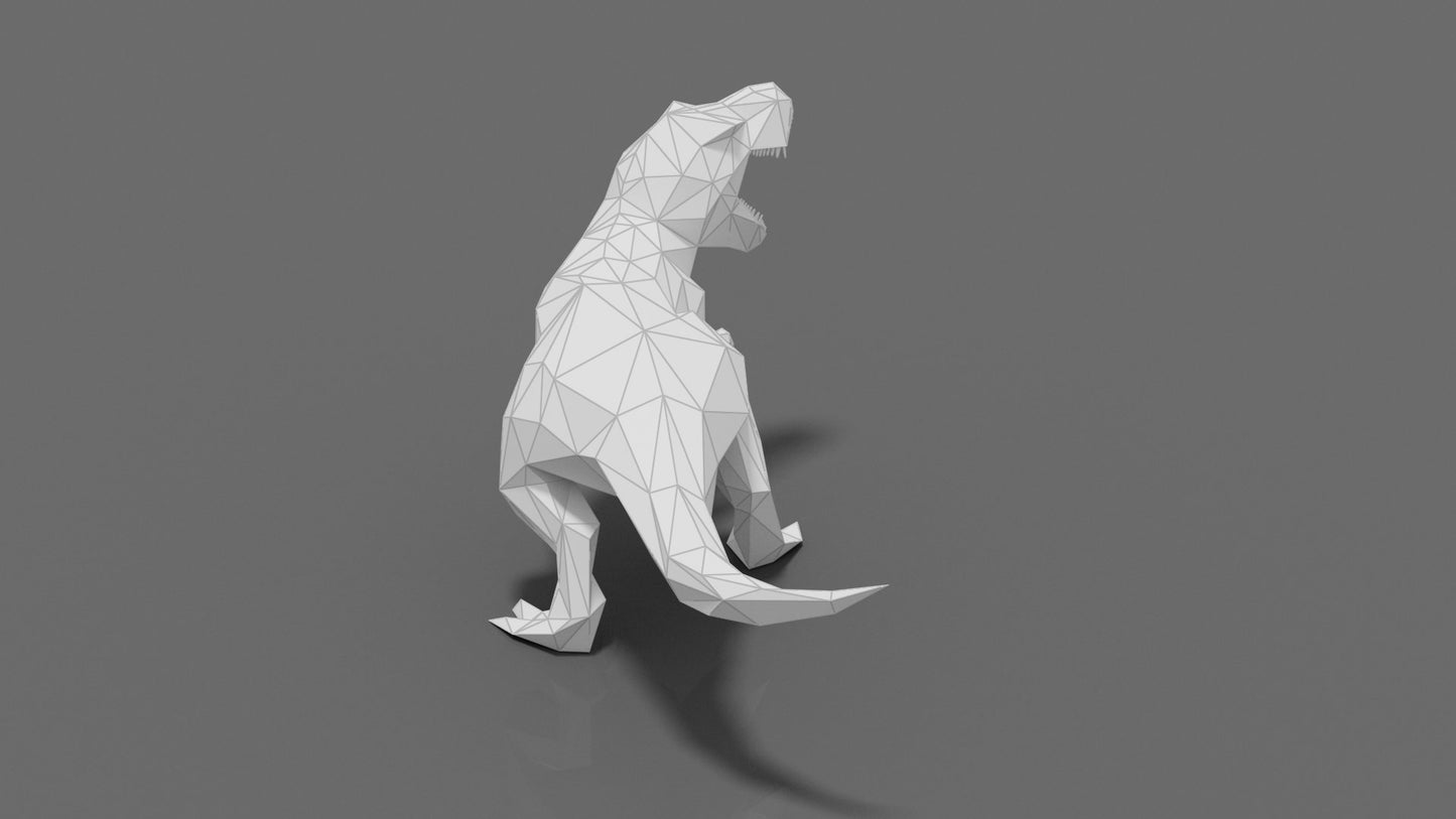 Roaring Trex Dinosaur DIY Low Poly Paper Model Template, Paper Craft, t-rex