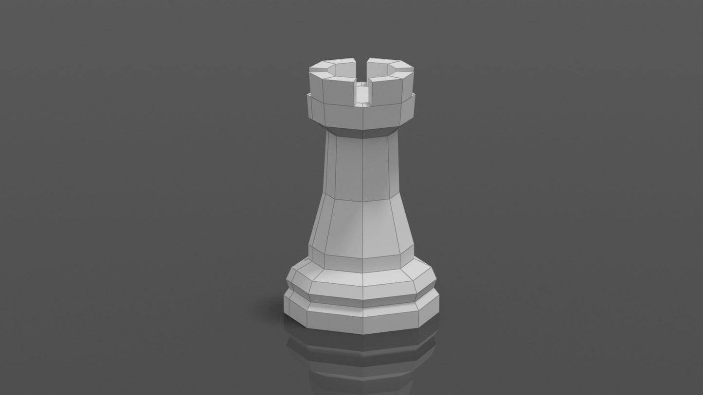 Giant Chess Piece - ROOK DIY Low Poly Paper Model Template, Paper Craft
