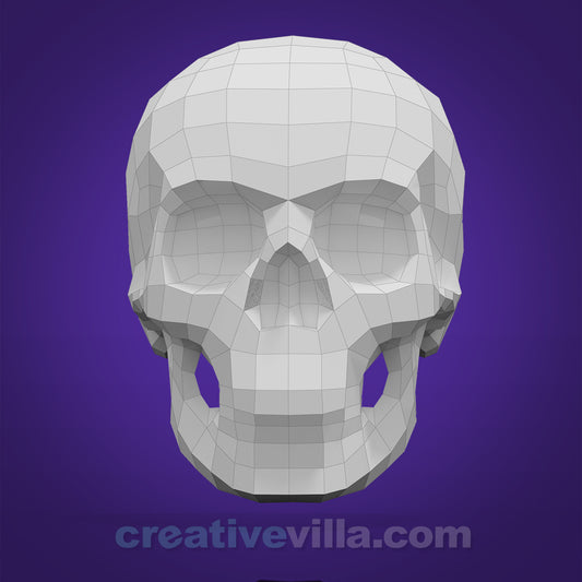 Human Skull Model DIY Low Poly Paper Model Template, Paper Craft
