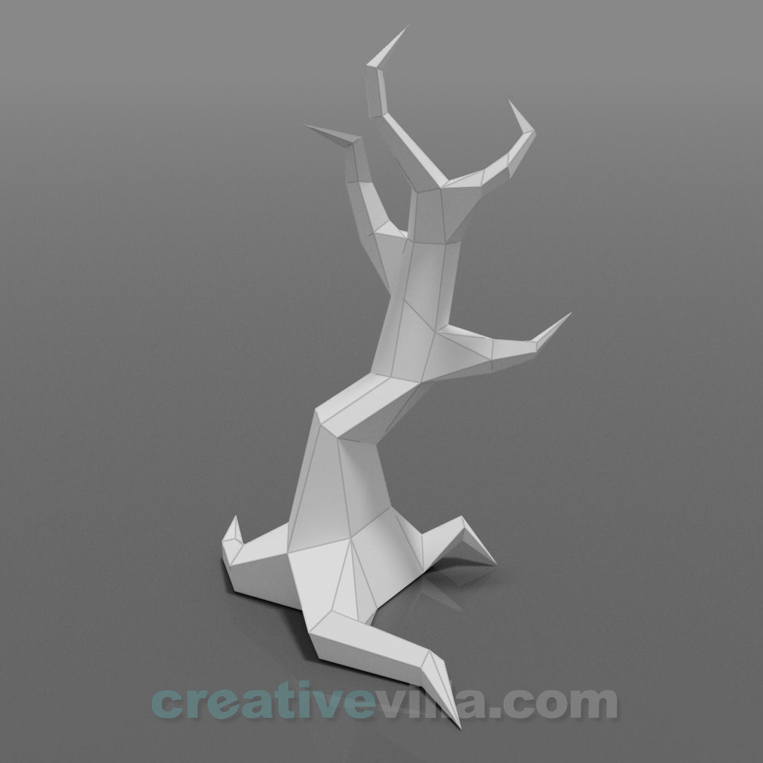 Spooky Tree DIY Low Poly Paper Model Template, Paper Craft