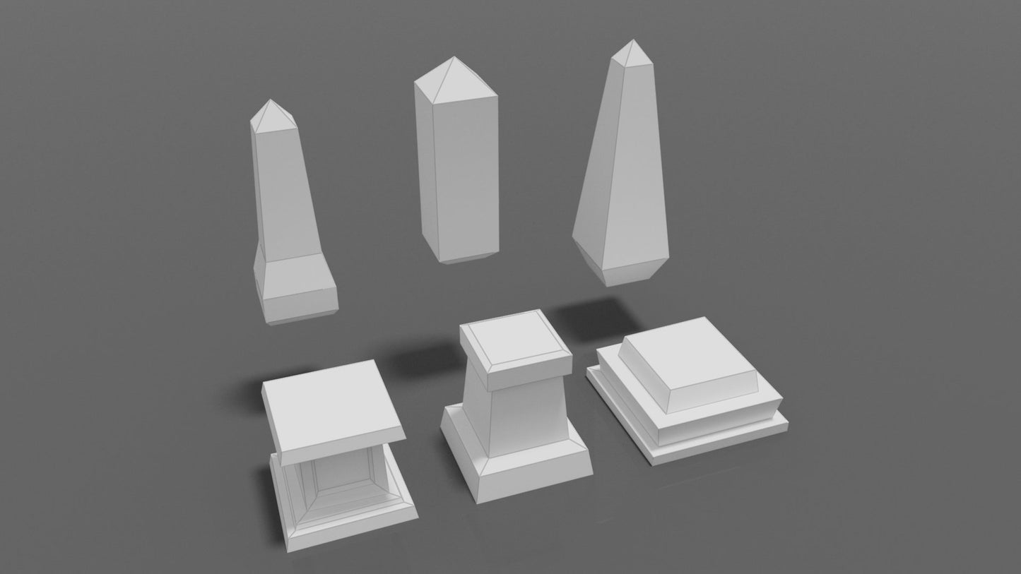 Tombstones Set 5 DIY Low Poly Paper Model Template, Paper Craft