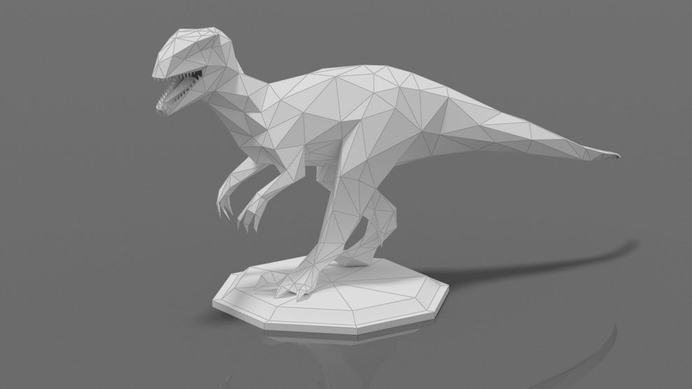 Velociraptor Dinosaur DIY Low Poly Paper Model Template, Paper Craft ...