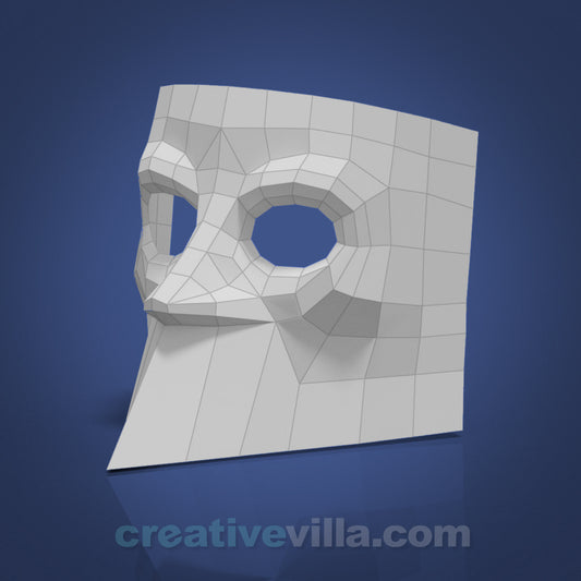 Venetian Bauta Mask DIY Low Poly Paper Model Template, Paper Craft