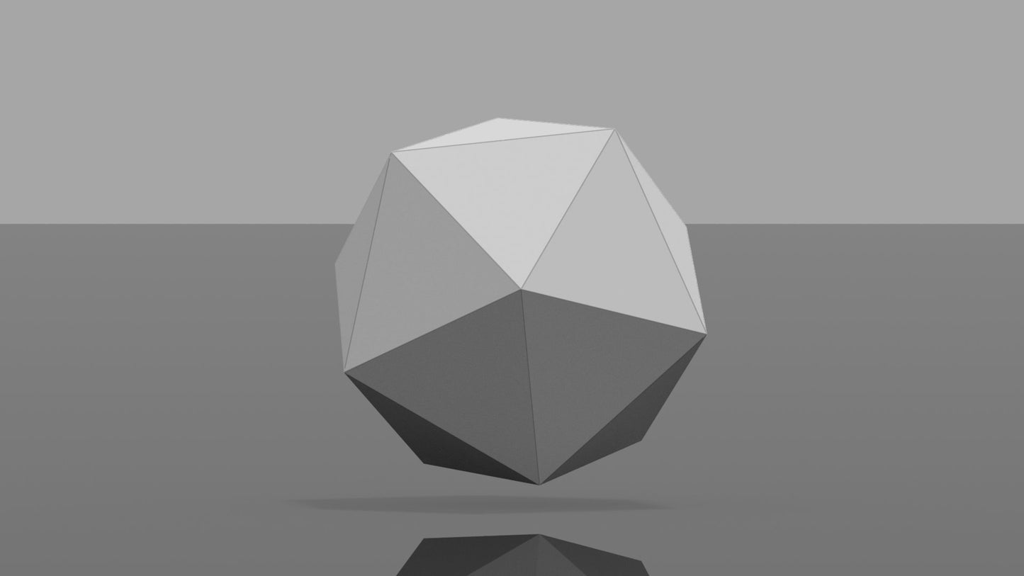 Icosahedron - 20 Sided Die DIY Low Poly Paper Model Template, Paper Craft