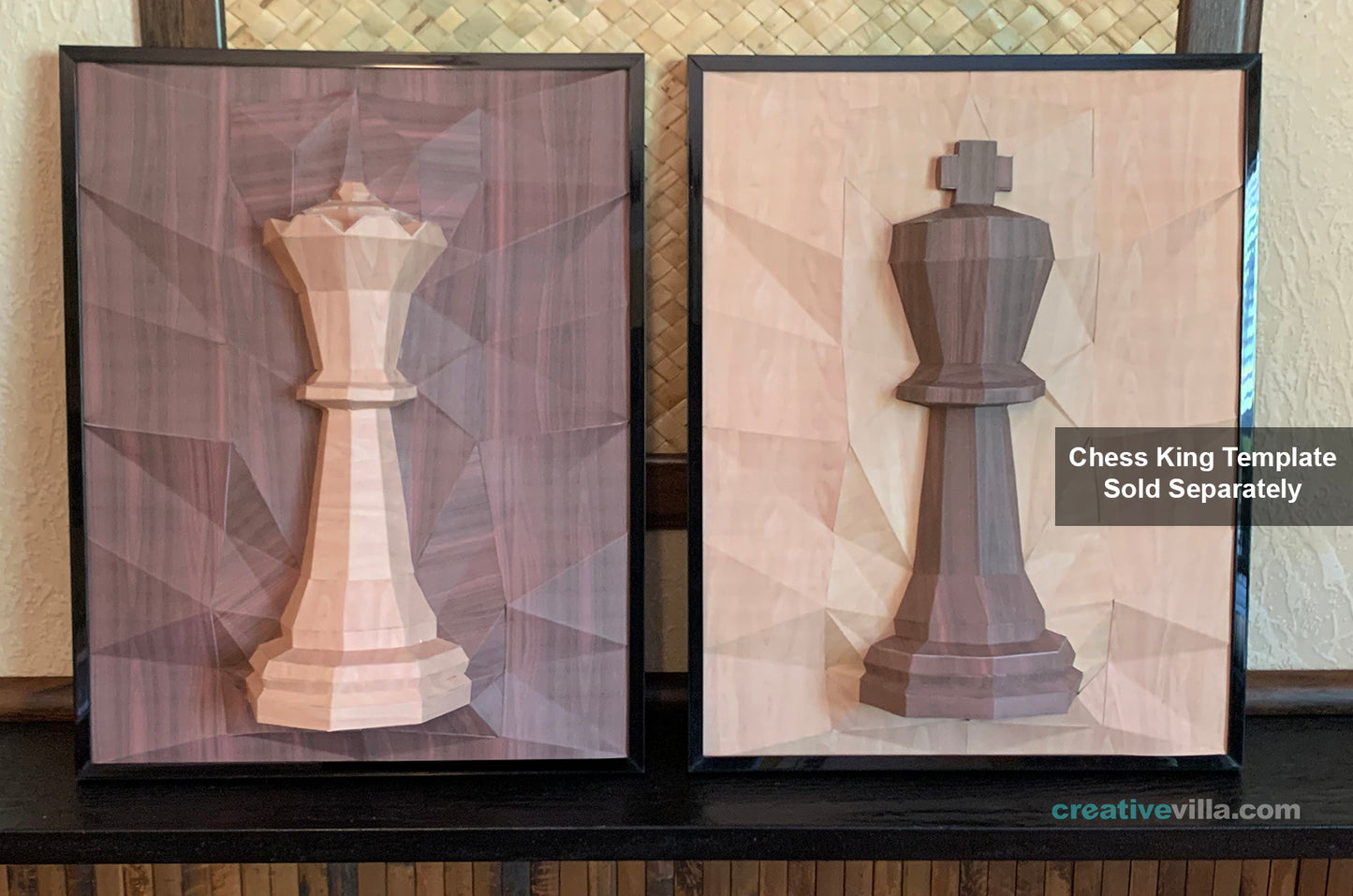 Chess Queen 3D Relief Wall Sculpture DIY Low Poly Paper Model Template, Paper Craft